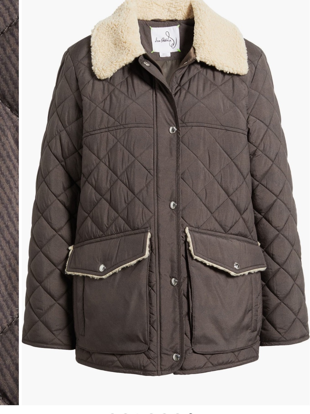 NWT Sam Edelman size XS Quilted Brown Sherpa-Collar Jacket